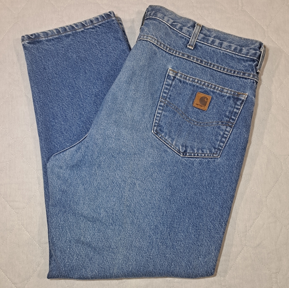 Carhartt Relaxed Fit Big Man Jeans 44x30 Blue Denim Straight Slightly Distressed